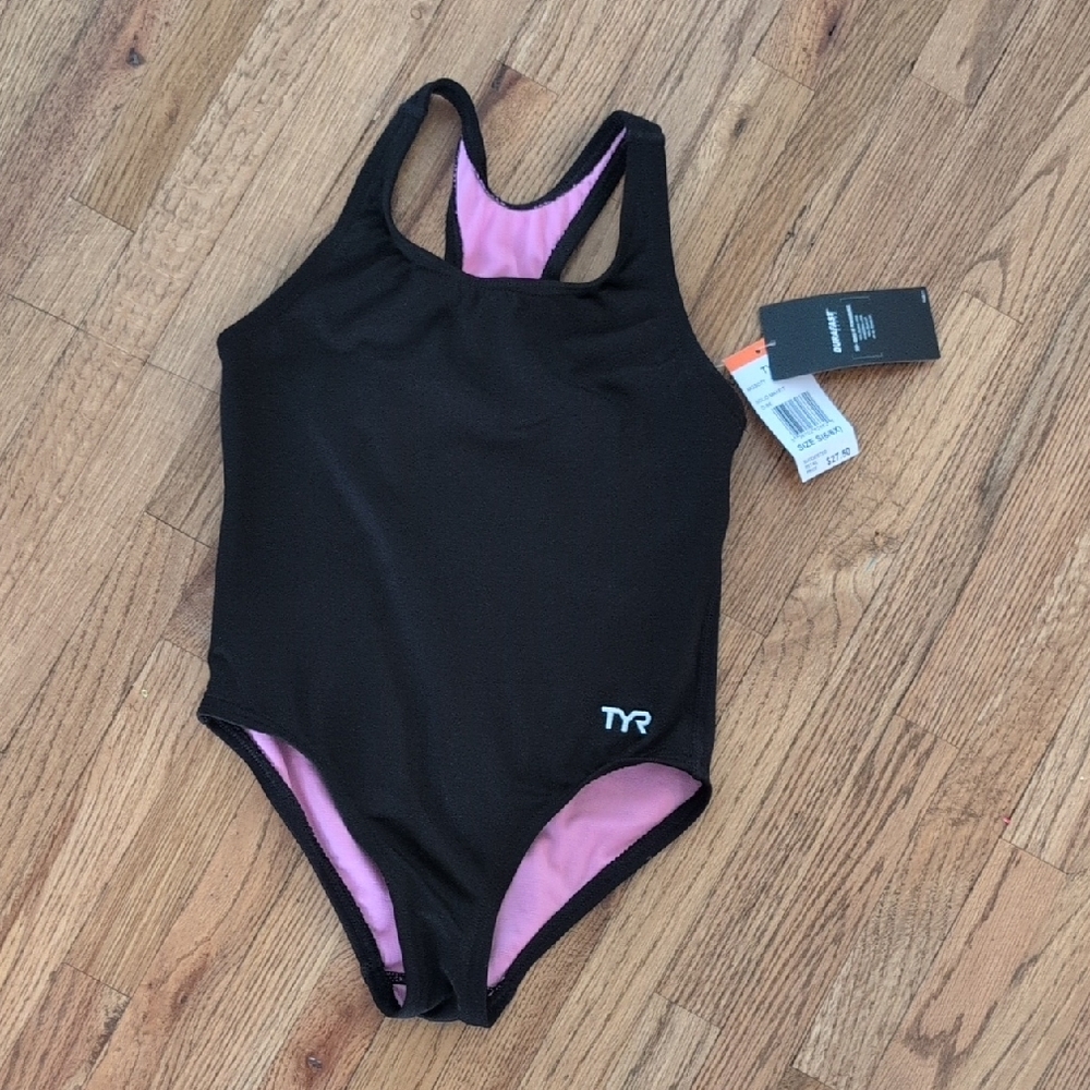 TYR Black Swimsuit with Pink Interior
